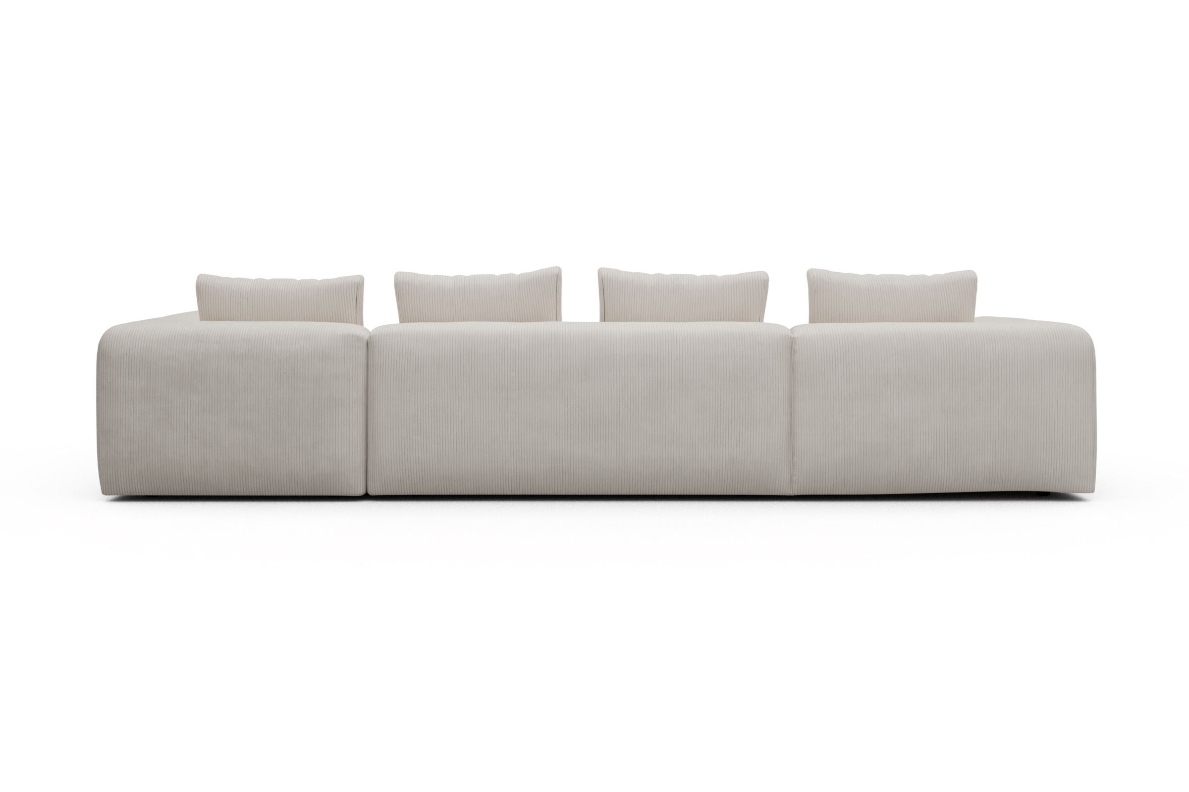 Wohnlandschaft Fred Chaiselongue links mit 2-Sitzer und lange Armlehne rechts Corduroy-Ivory
