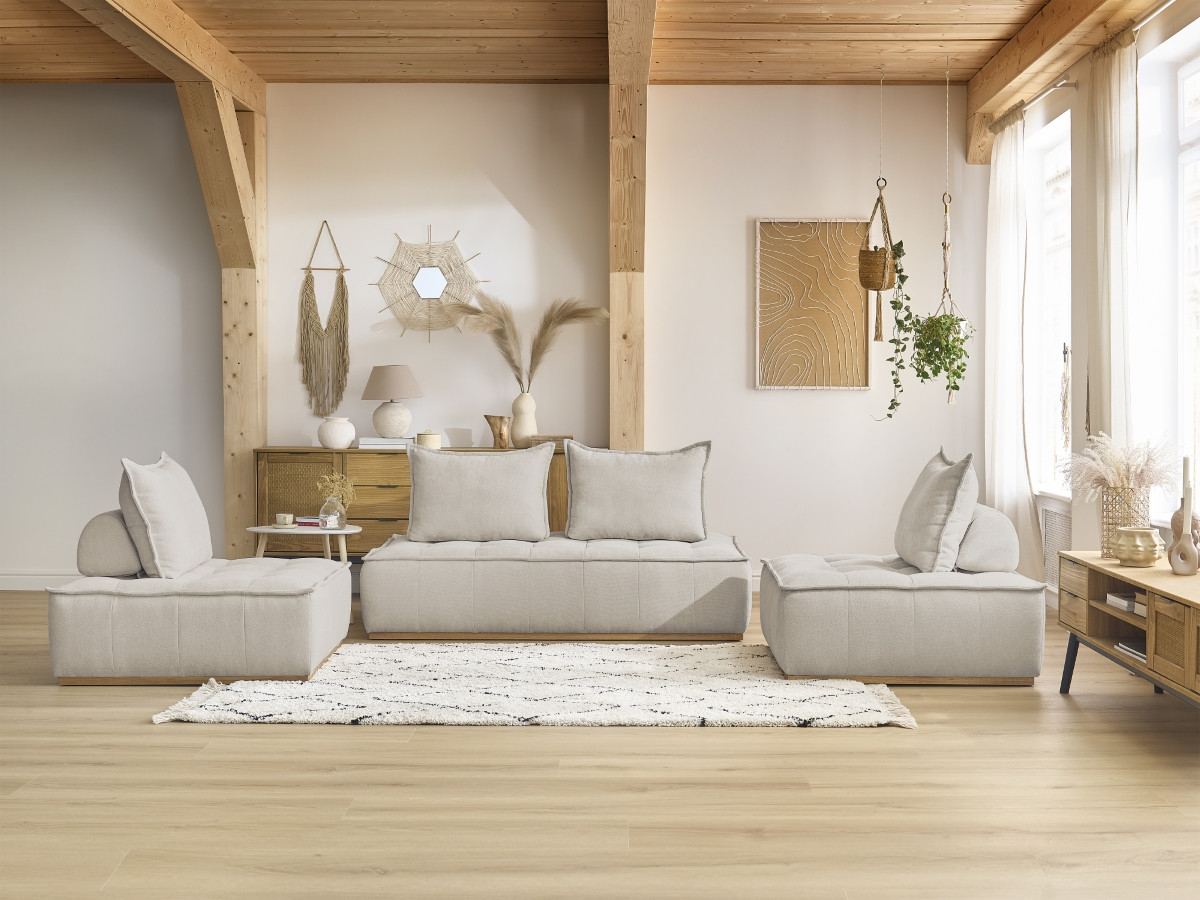 Bobochic Elisa Ecksofa Strukturstoff Beige