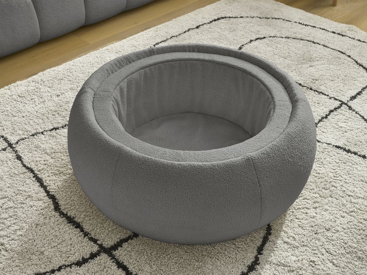 Bobochic Hayden Sofa 3-Sitzer mit Pouf 256 × 107 cm Bouclé-Stoff Dunkelgrau