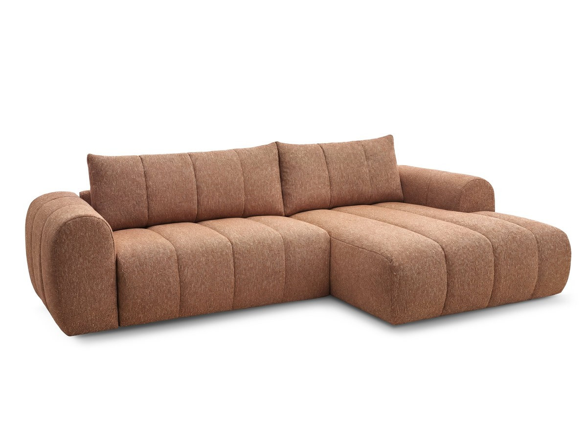 Bobochic Nesty Ecksofa 272 cm Melange-Stoff Orange Ecke rechts