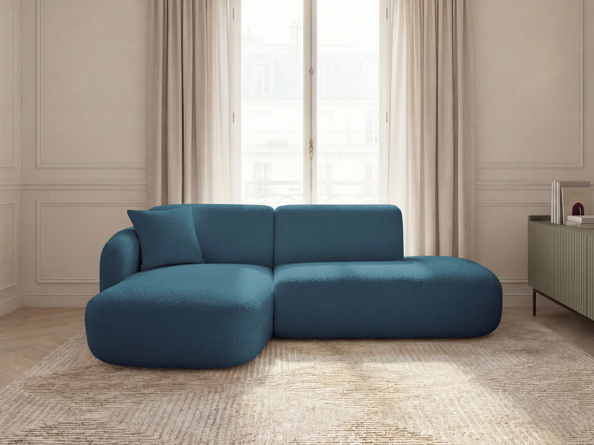 Bobochic Anda Ecksofa 241 × 163 cm Chenille Hellblau Ecke links
