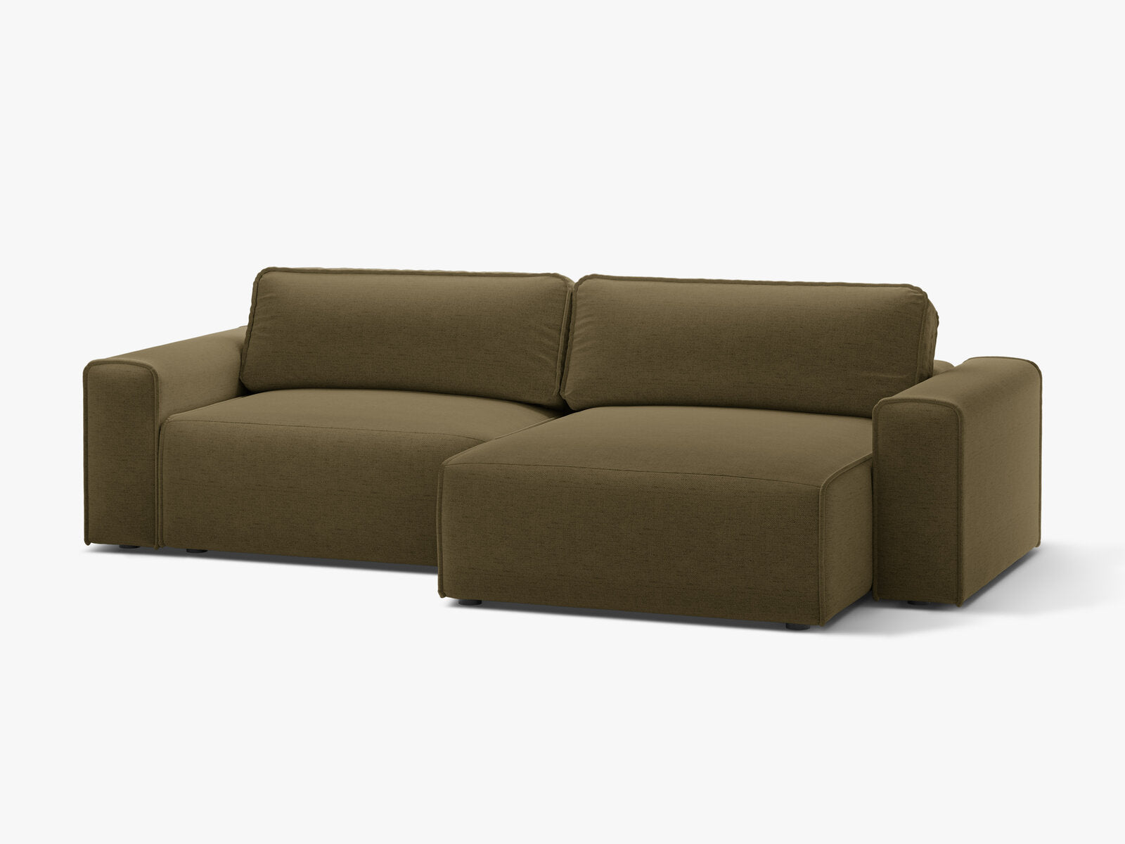 Micadoni Ecksofa Victor 3-Sitzer mit Schlaffunktion Rechts Strukturierter Stoff Grün
