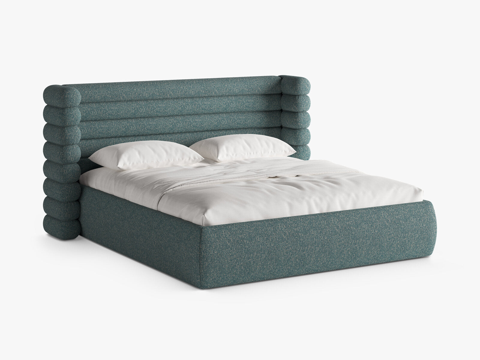 Micadoni Stauraumbett mit Kopfteil Mount Strukturierter Stoff Puente Blau Melange 140x200