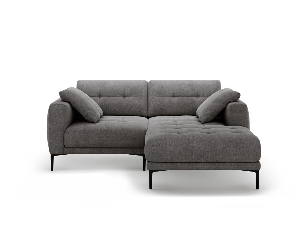 Cosmopolitan Design Ecksofa Lazio 2-Sitzer Strukturierter Stoff Sorella Grau Rechts