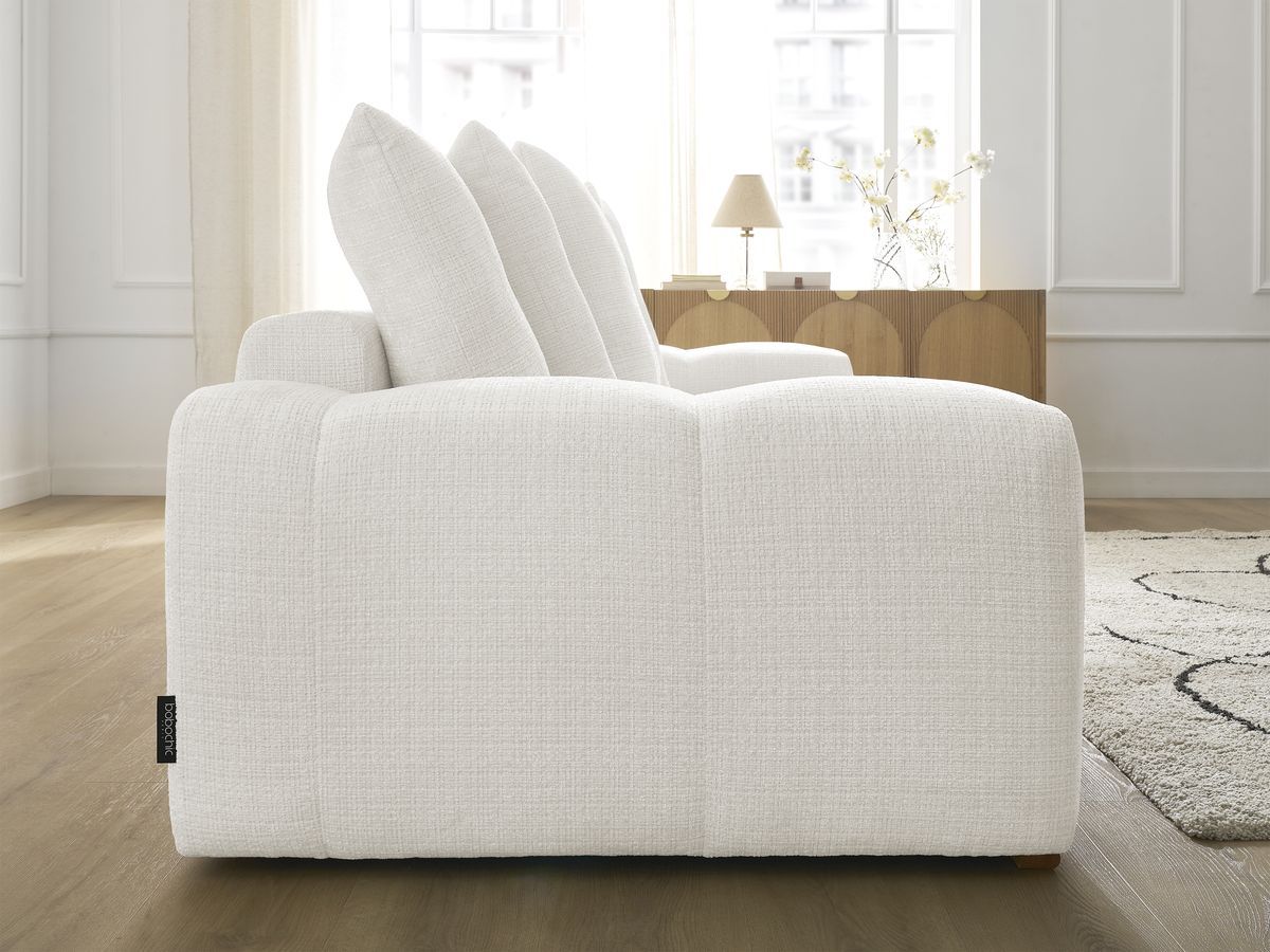 Bobochic Anakin Sofa 3-Sitzer, 6 Kissen Strukturstoff Weiß