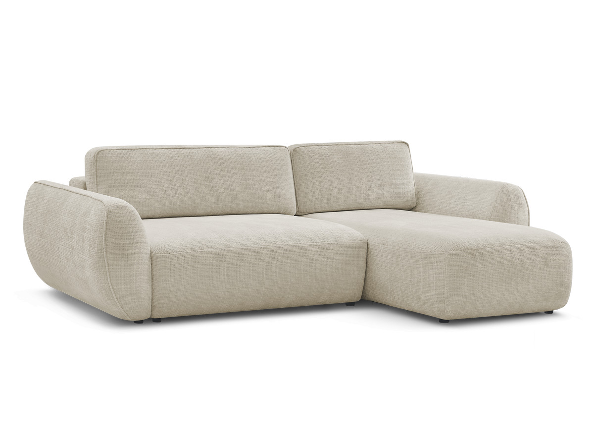 Bobochic Denise Ecksofa mit Schlaffunktion und Bettkasten 258 × 160 cm Strukturstoff Beige Ecke rechts