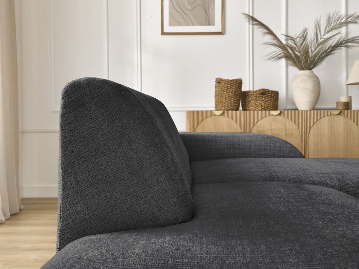 Bobochic Sirius Ecksofa 405 × 170 cm Strukturstoff Schwarz Ecke rechts