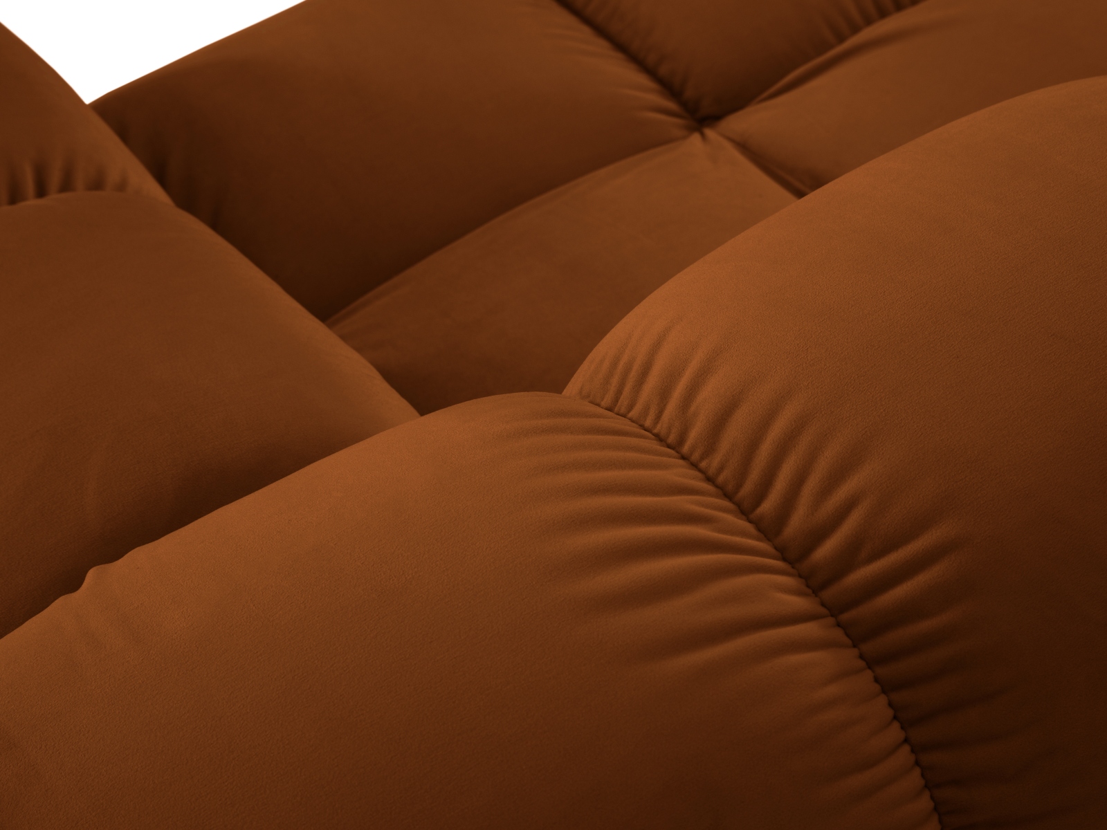 Micadoni Modulares Sofa Bellis 3-Sitzer mit flachem Modul Samt Bluvel Terrakotta