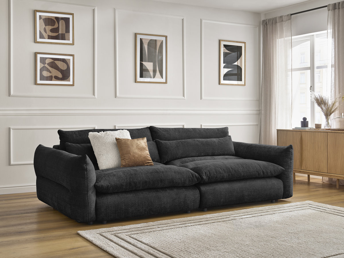 Bobochic Neil Sofa 3-Sitzer Strukturstoff Schwarz