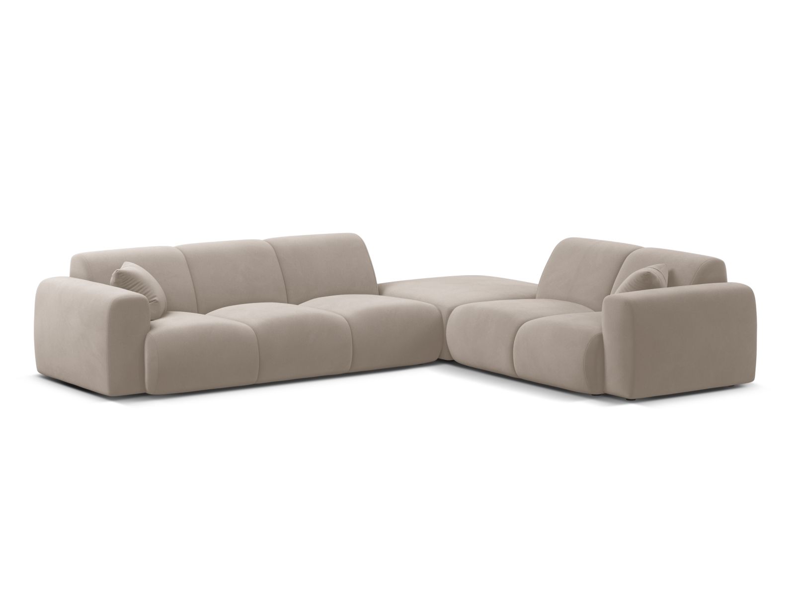 Micadoni Ecksofa Molino 6-Sitzer Rechts Samt Casino Helles Beige