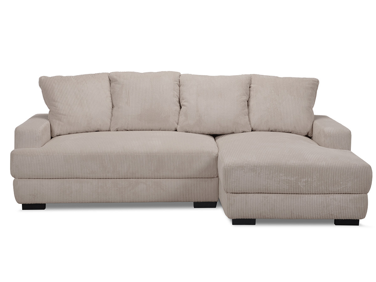 Bobochic Campi Ecksofa mit Schlaffunktion und Bettkasten Cordsamt Taupe Ecke rechts