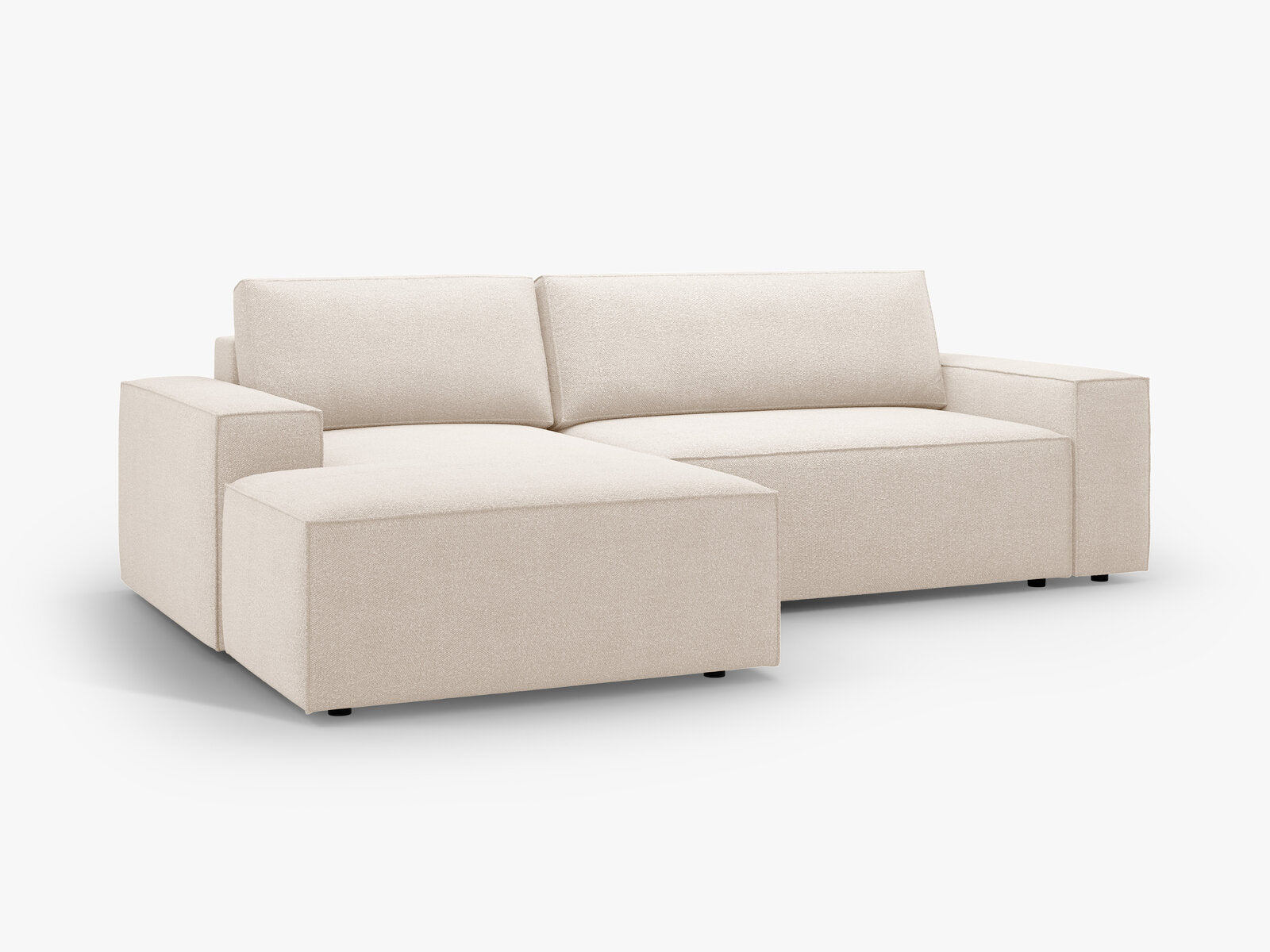 Micadoni Schlaf-Ecksofa Jodie 3-Sitzer Links Boucle Beige