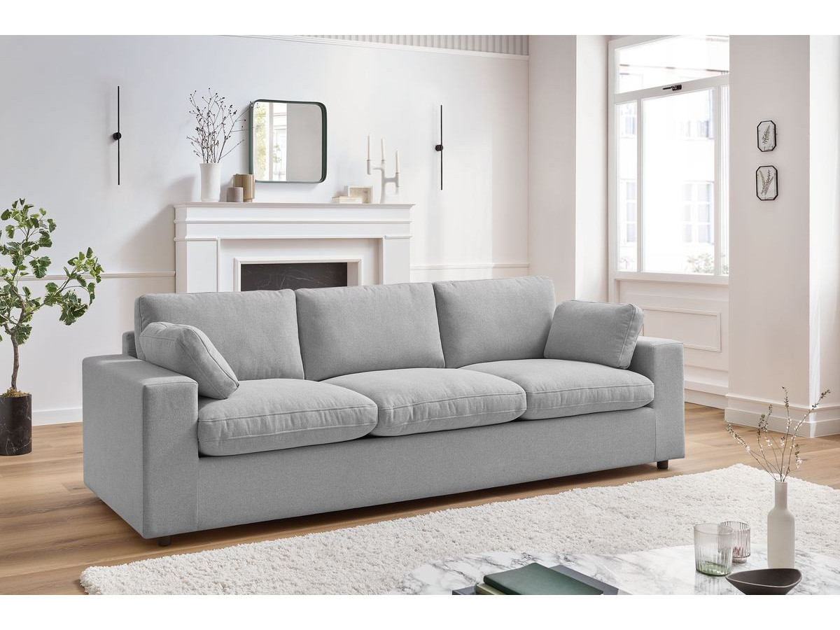 Bobochic Belair Sofa 3-Sitzer 250 × 93 cm Stoff Hellgrau