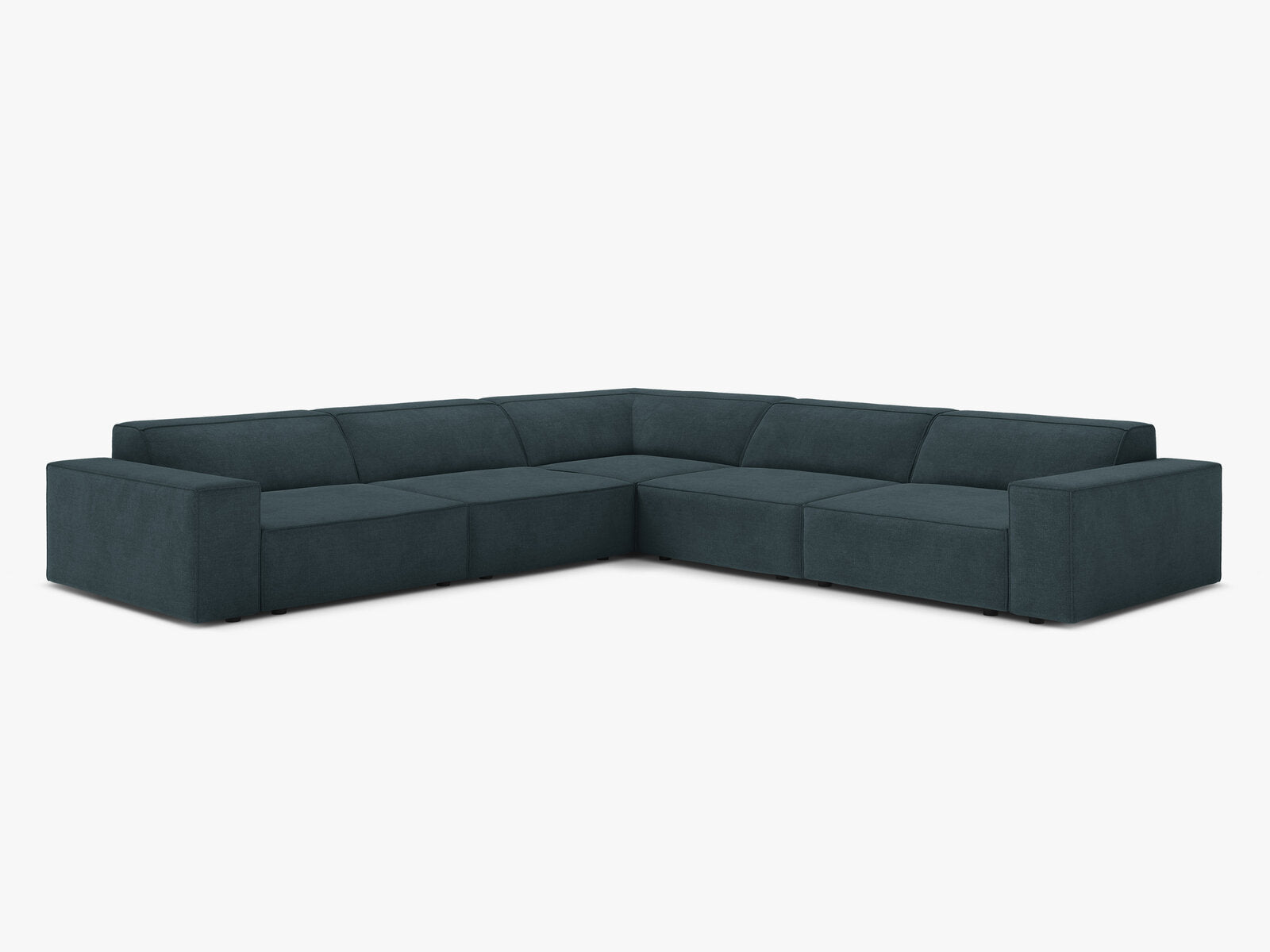 Micadoni Symmetrisches Ecksofa Jodie 6-Sitzer Strukturierter Stoff Liberty Dunkel Petrol