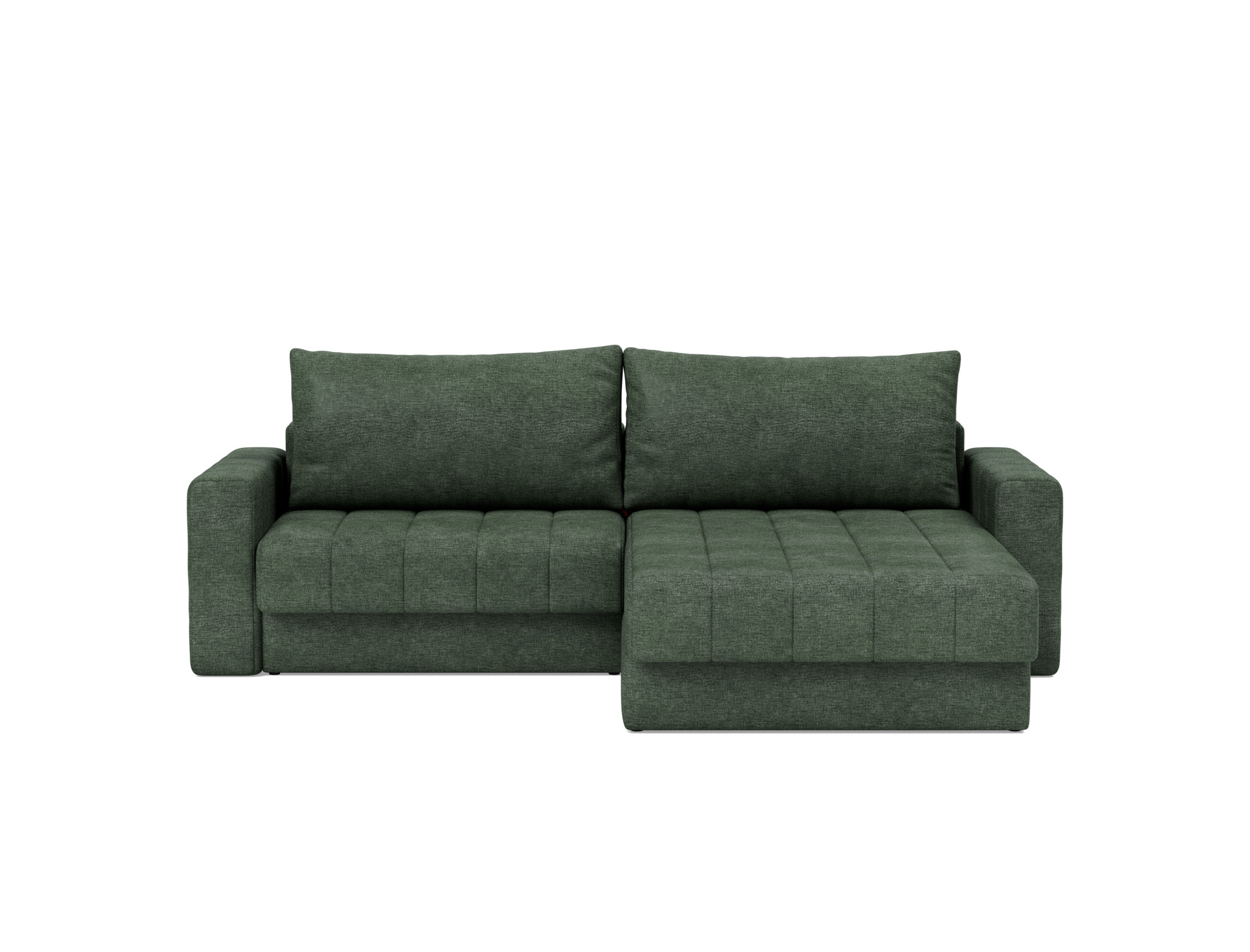 Schlafsofa Akello mit Chaiselongue und Armlehnen Flachgewebe Avella 281-Pine-Green