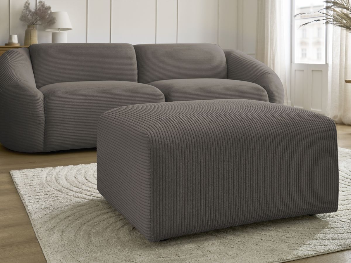 Bobochic Tina Sofa 4-Sitzer mit Pouf Cordsamt Taupe