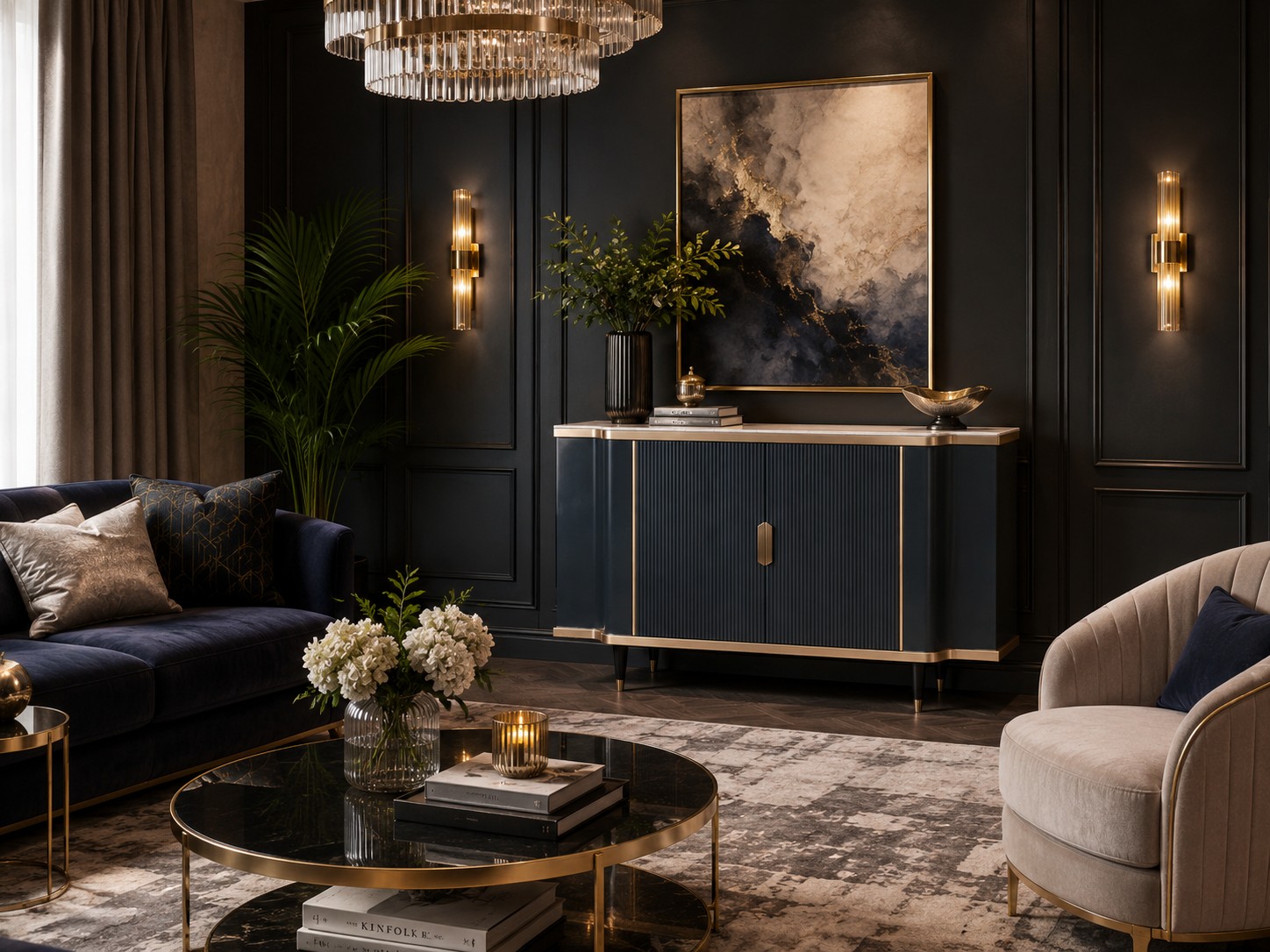 Livin Hill Sideboard Stilig Dunkles Graublau