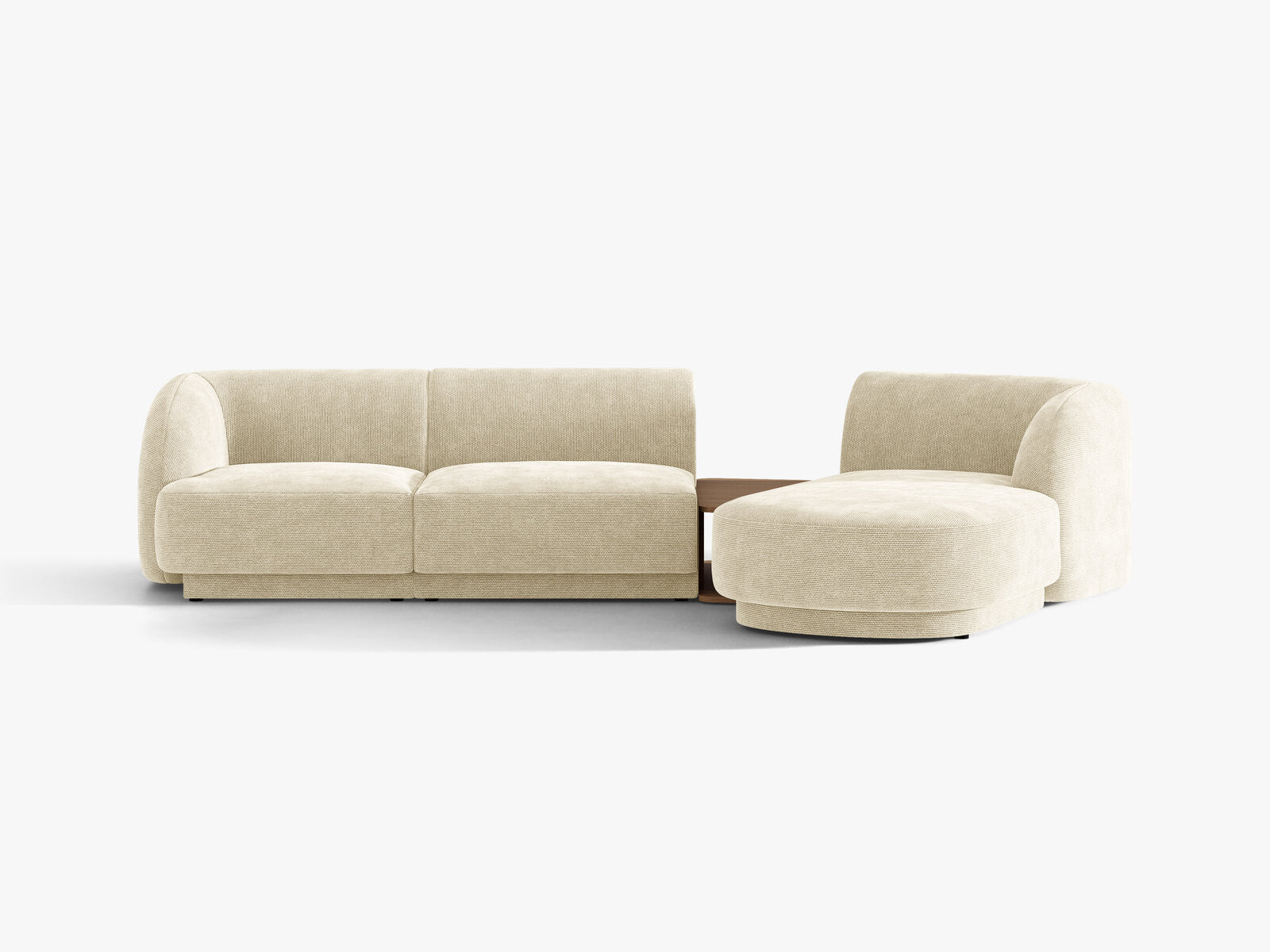 Micadoni Modulares Sofa Miley mit Recamiere 3-Sitzer Rechts Chenille Haga Helles Beige