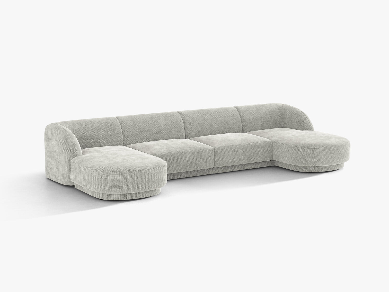 Micadoni Panorama-Sofa Miley 5-Sitzer Chenille Eden Silber