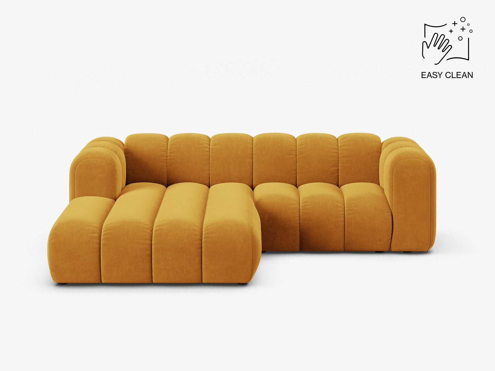 Micadoni Modulares Ecksofa Lupine 3-Sitzer Samt Venus Gelb Links