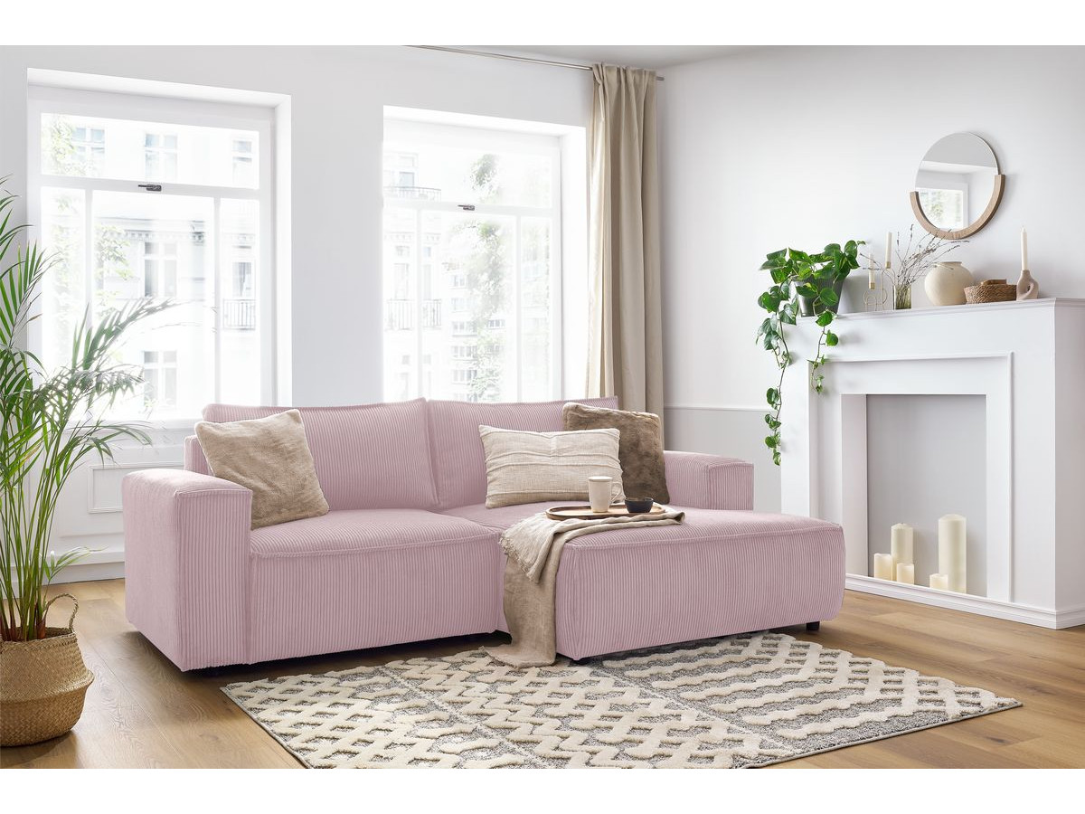 Bobochic Nihad Ecksofa Cordsamt Violett Ecke rechts