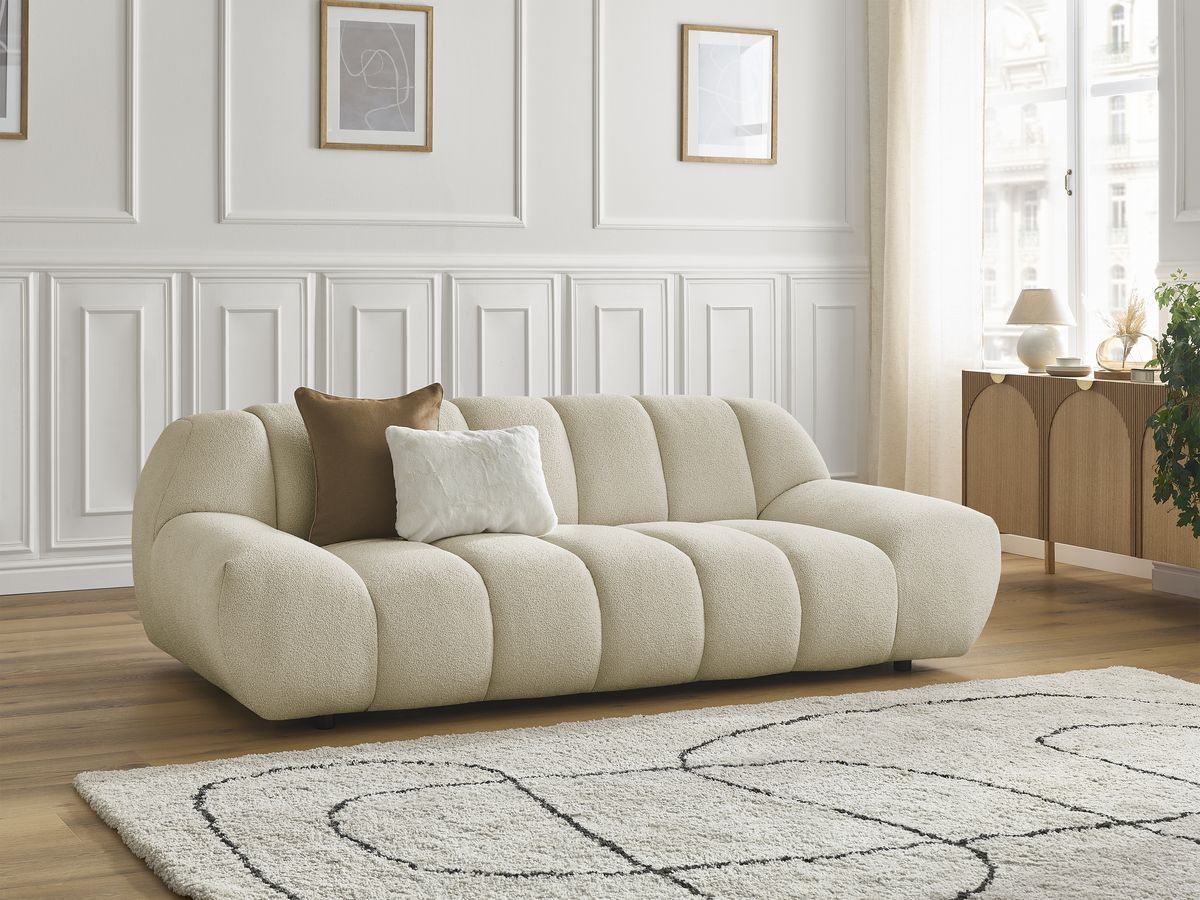 Bobochic Hayden Sofa 2-Sitzer Bouclé-Stoff Beige