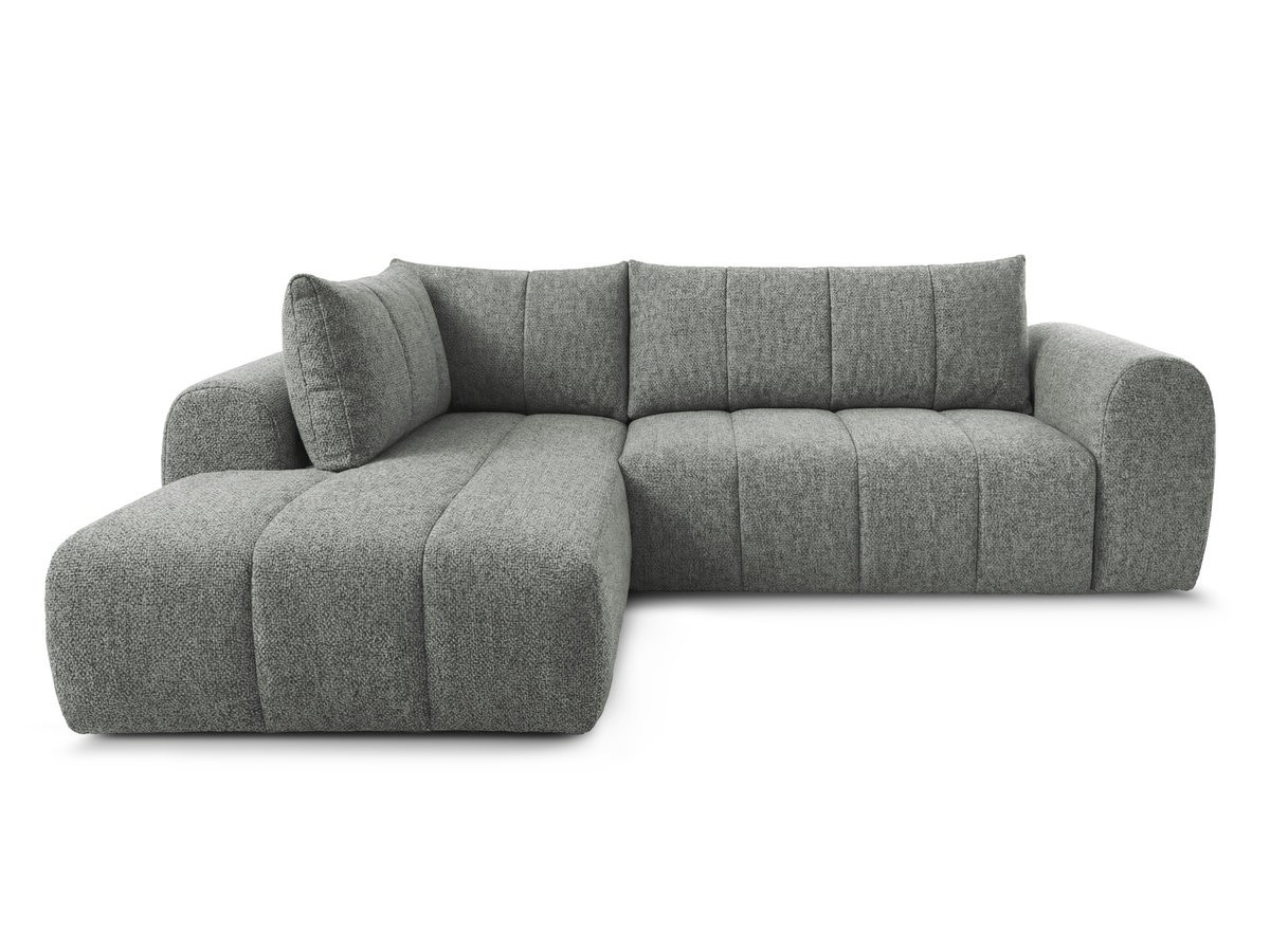 Bobochic Nesty Ecksofa in L-Form, 256 cm Melange-Stoff Dunkelgrau Ecke links