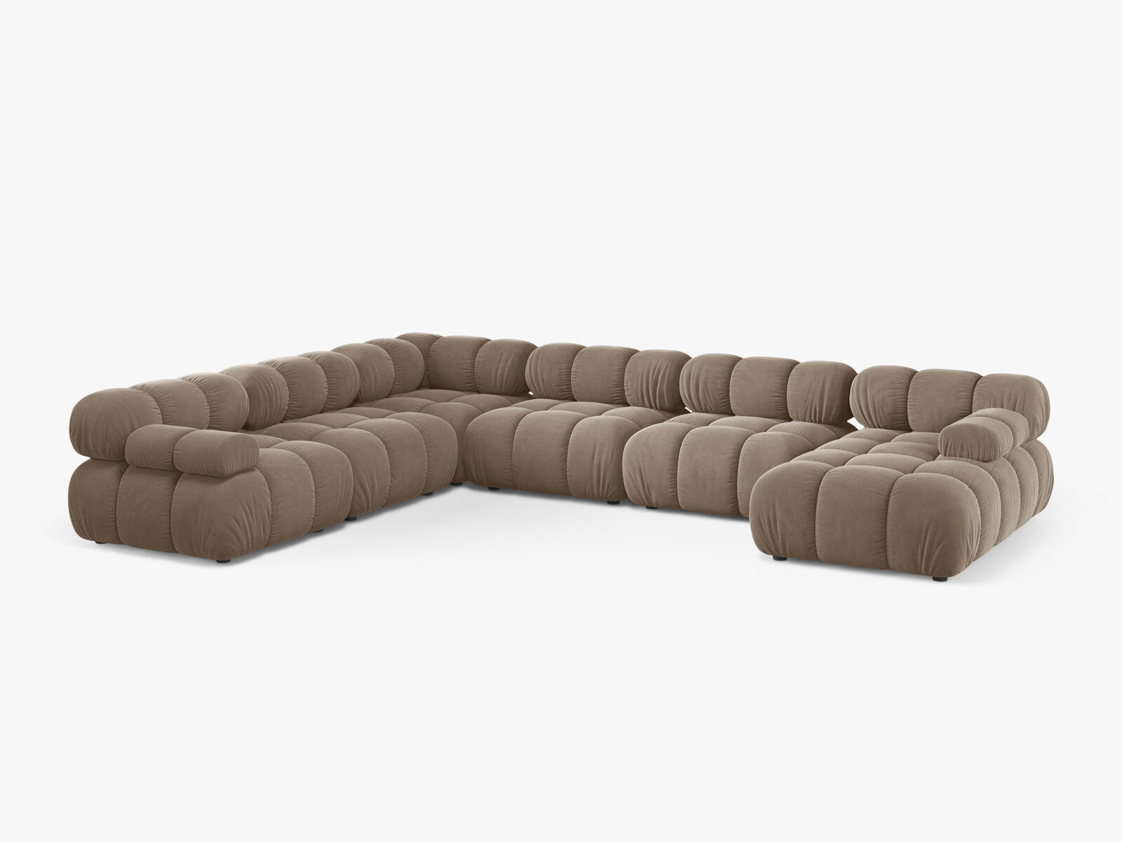 Micadoni Modulares Panorama Ecksofa Bellis 8-Sitzer Links Samt Bluvel Cappuccino