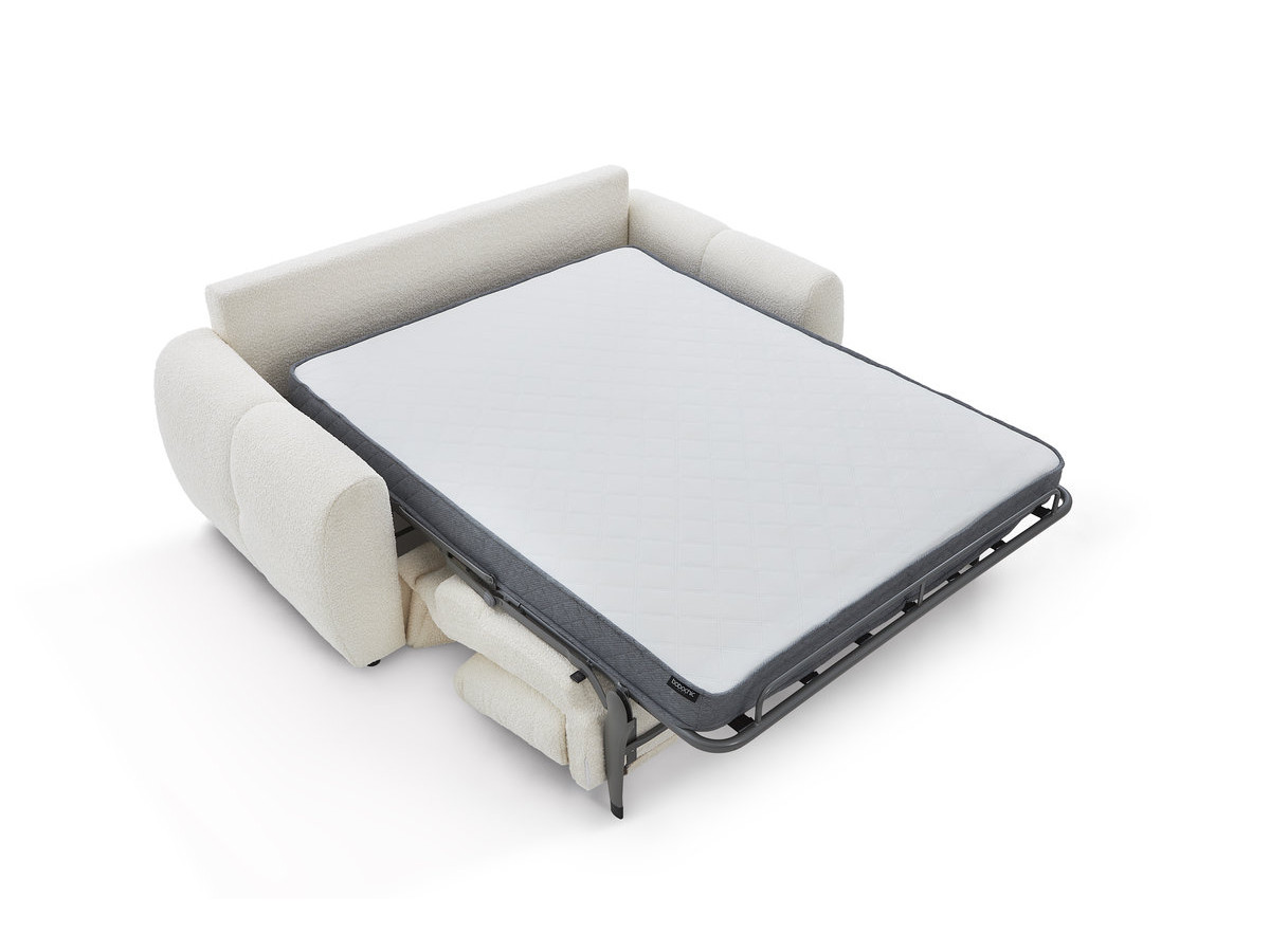 Bobochic Fuji Schlafsofa 3-Sitzer Bouclé-Stoff Weiß