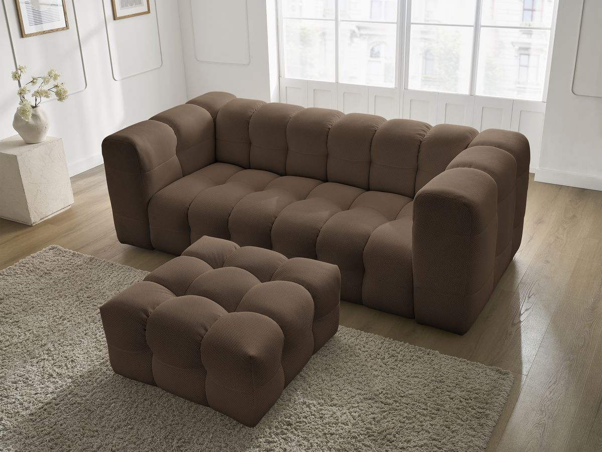 Bobochic Cloud Sofa 4-Sitzer mit Pouf Mesh-Stoff Braun
