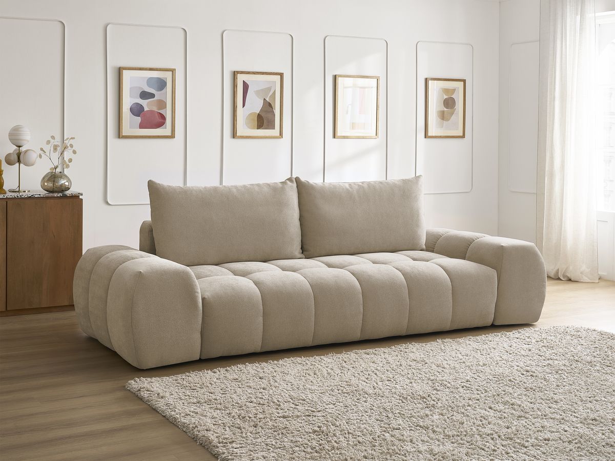 Bobochic Everest Sofa 3-Sitzer, 2 Kissen Strukturstoff Taupe