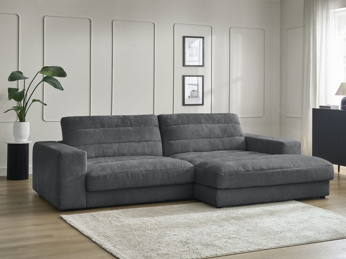 Bobochic Sierra Ecksofa Strukturstoff Dunkelgrau Ecke rechts
