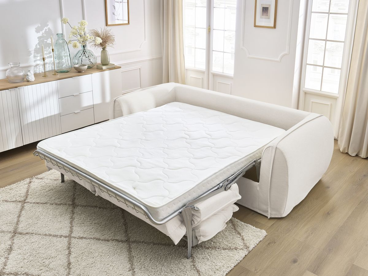 Bobochic Archimede Schlafsofa 3-Sitzer Stoff Beige, Liegefläche 140 × 194 cm