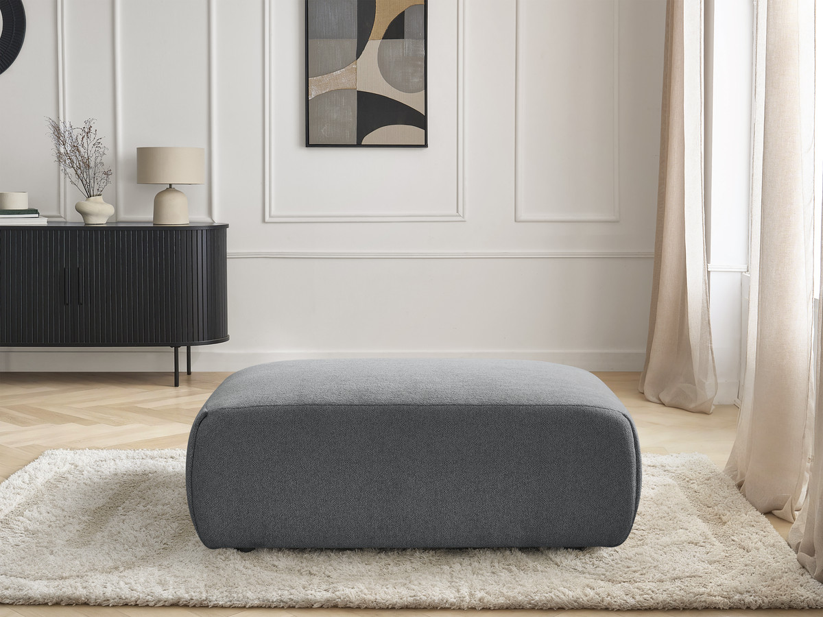 Bobochic Jana Pouf 63 × 114 cm Melange-Stoff Dunkelgrau