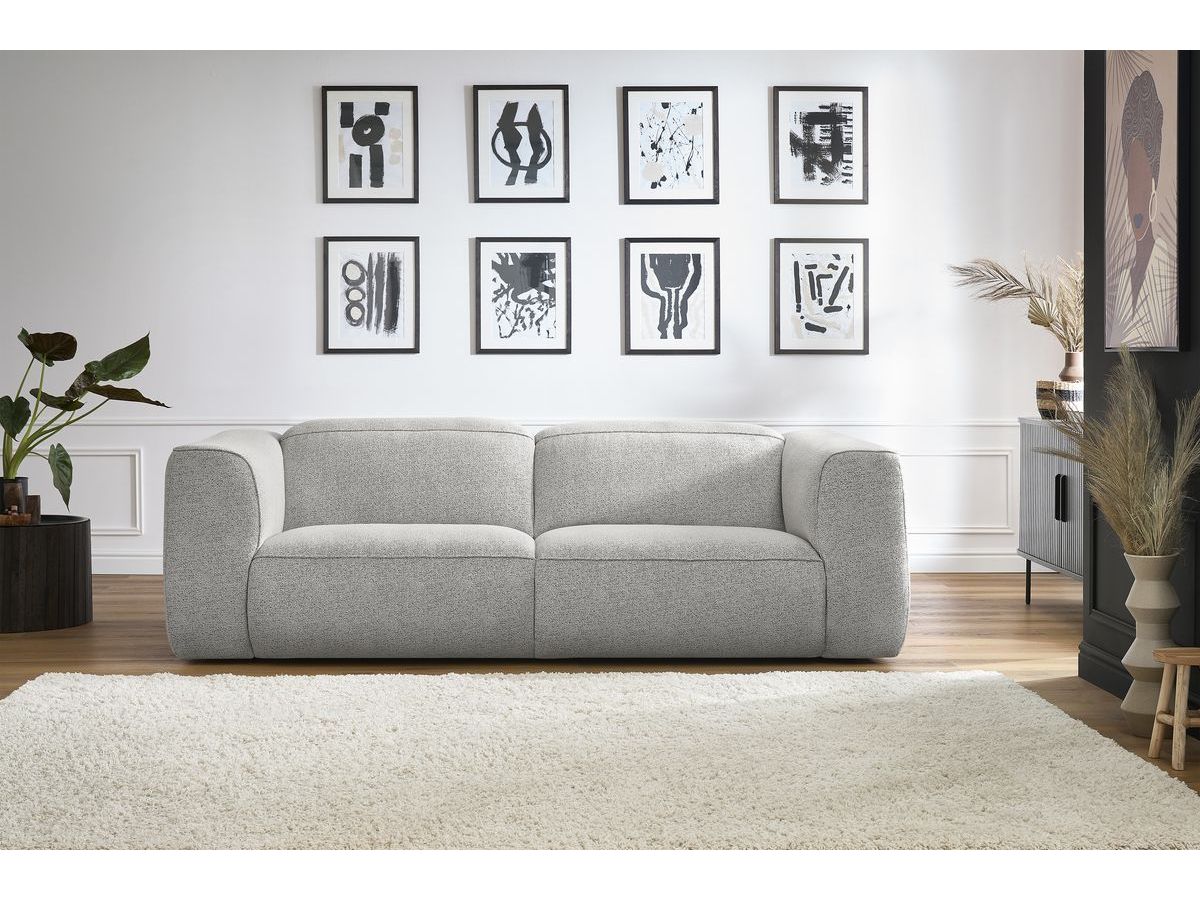 Bobochic William Sofa 3-Sitzer Melange-Stoff Weiß