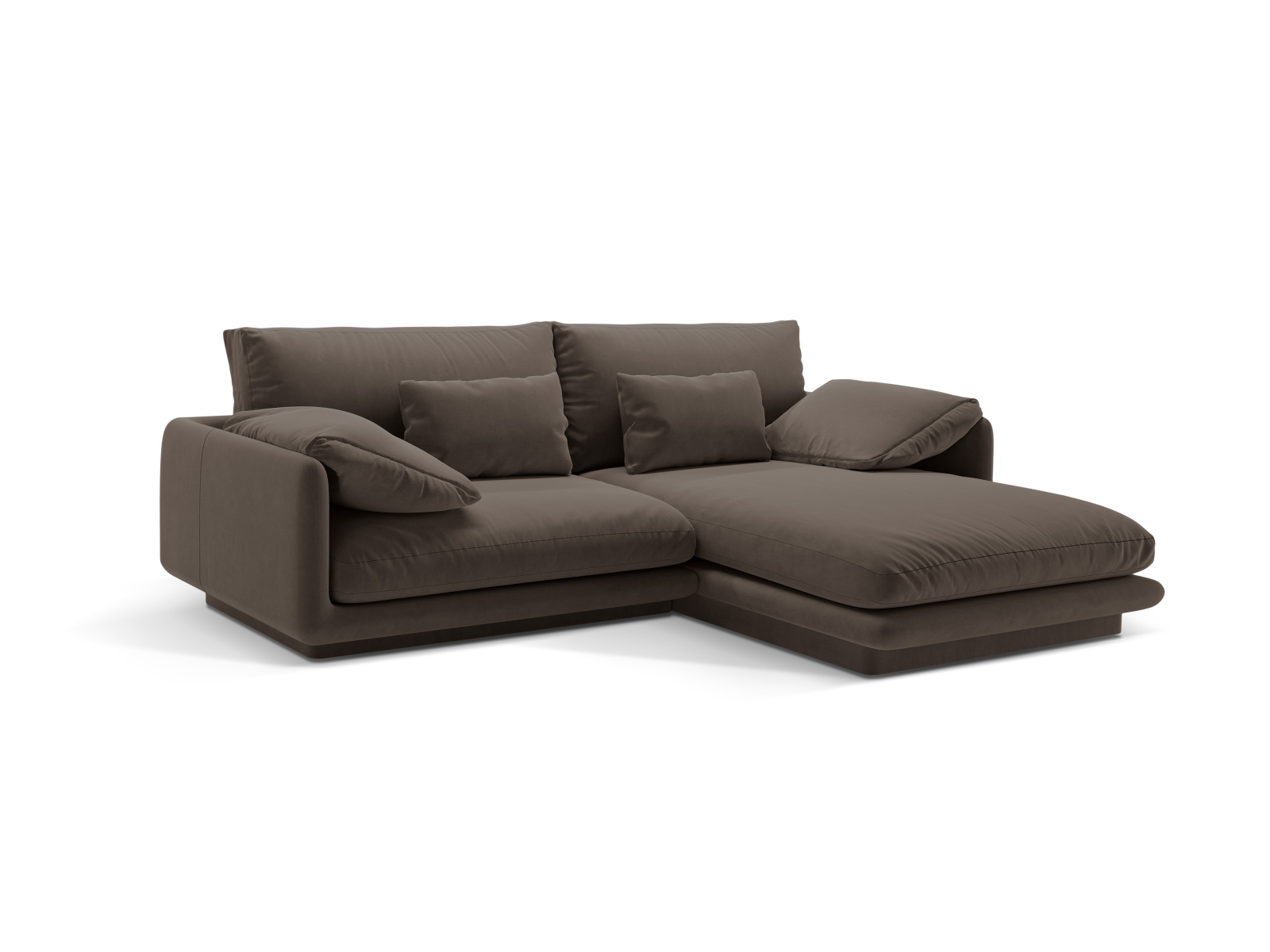 Micadoni Ecksofa Torino 3-Sitzer Rechts Samt Ebenholz