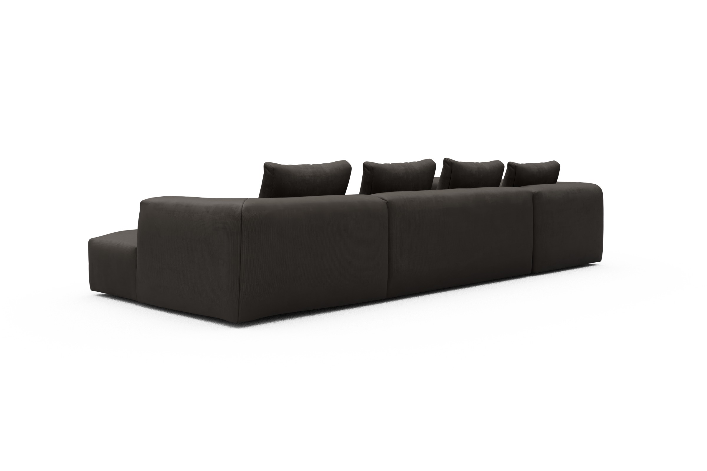 Wohnlandschaft Fred Chaiselongue rechts mit 2-Sitzer und lange Armlehne links Cordufine-Taupe