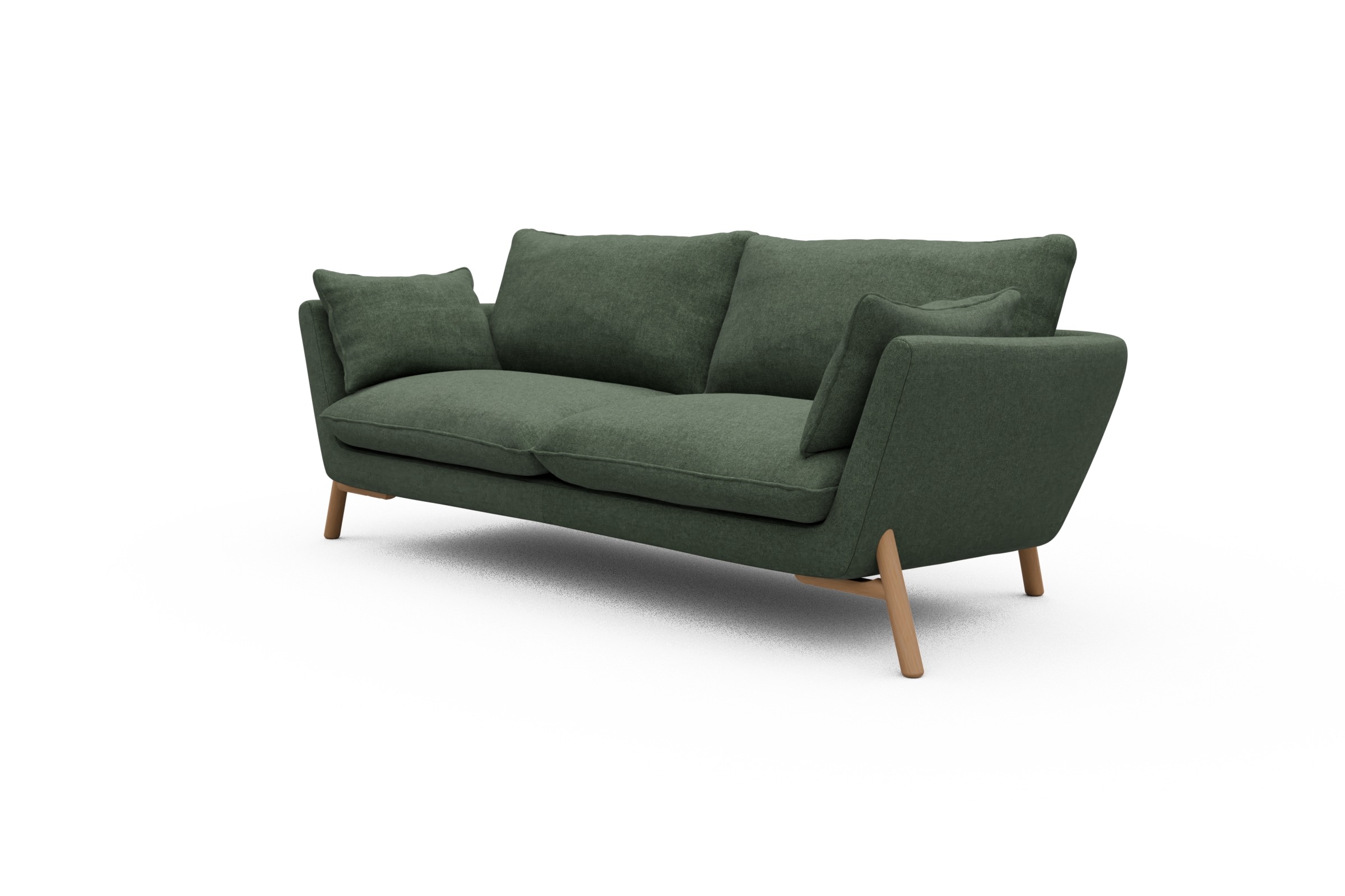 Sofa Emil 3-Sitzer Beinfarbe Eiche Natur Casone-Forest-Green