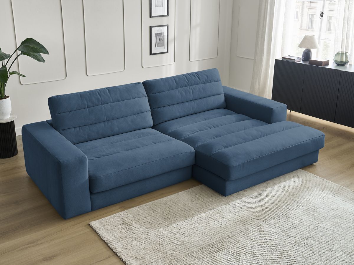 Bobochic Sierra Ecksofa Samt Dunkelblau Ecke rechts