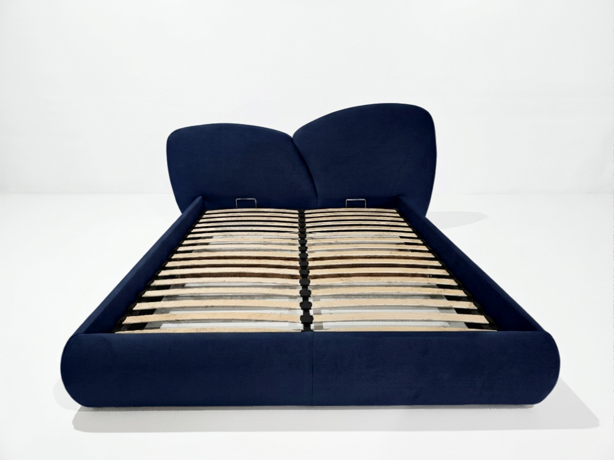 Bobochic Danae Polsterbett Samt Blau, Liegefläche 140 × 190 cm
