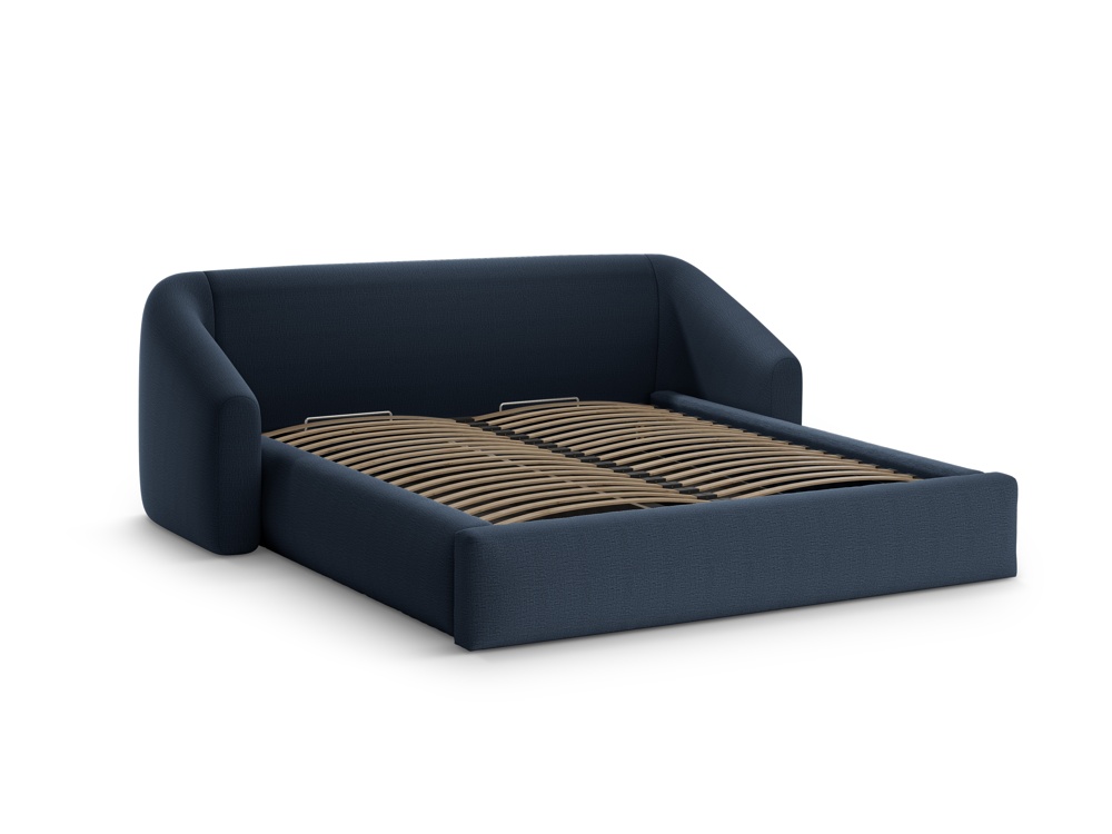 Cosmopolitan Design Stauraumbett mit Kopfteil Campi 160x200 Strukturierter Stoff Moly Königsblau
