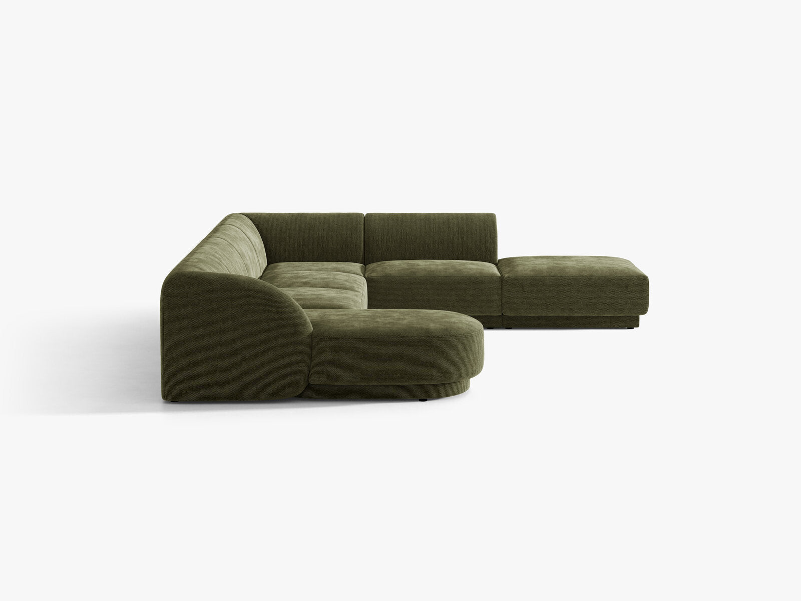 Micadoni Panorama-Ecksofa Miley 6-Sitzer Rechts Chenille Eden Grün