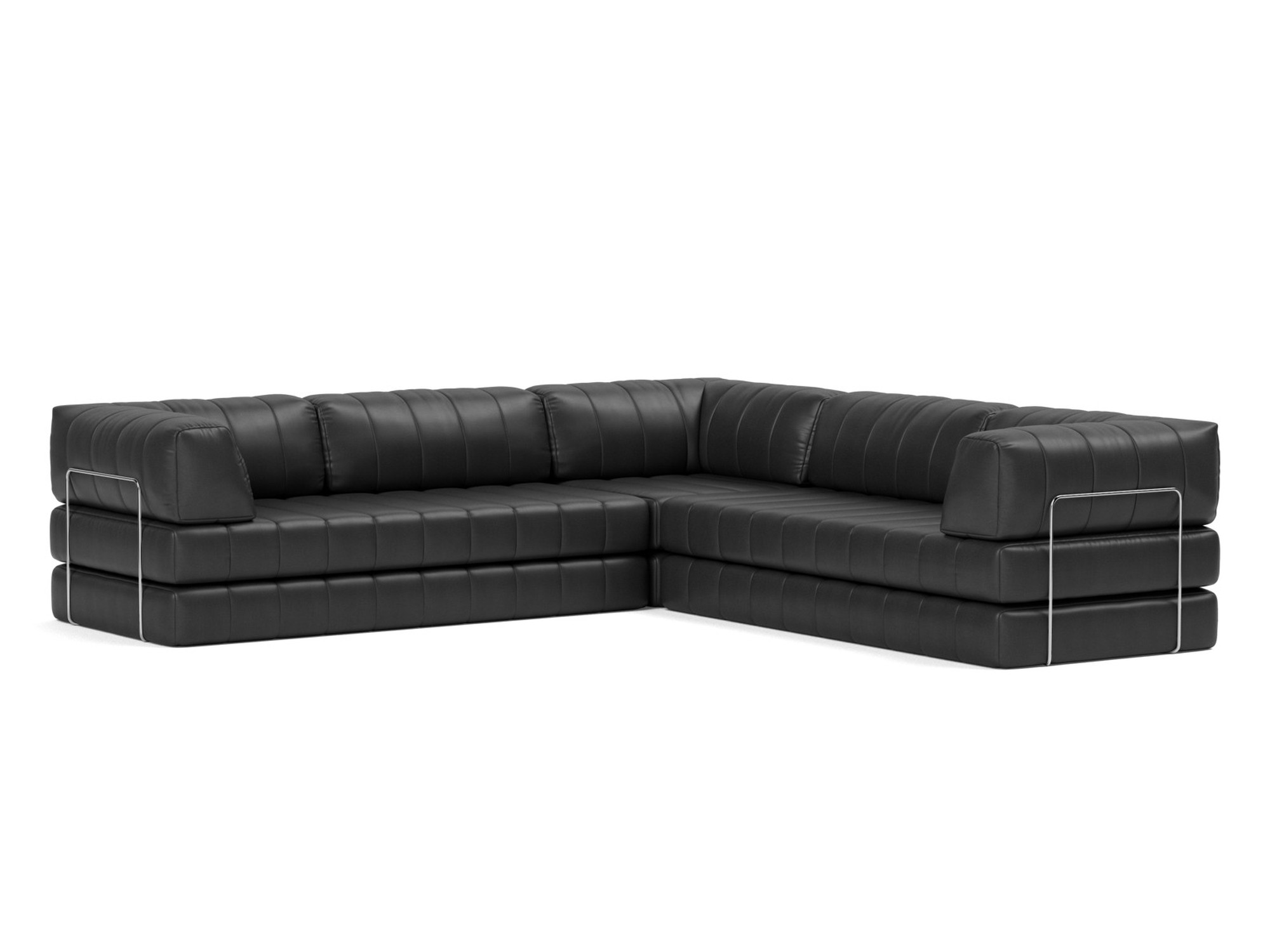 Eck-Schlafsofa CozyPad mit Armlehnen Lederoptik Faunal 550-Black