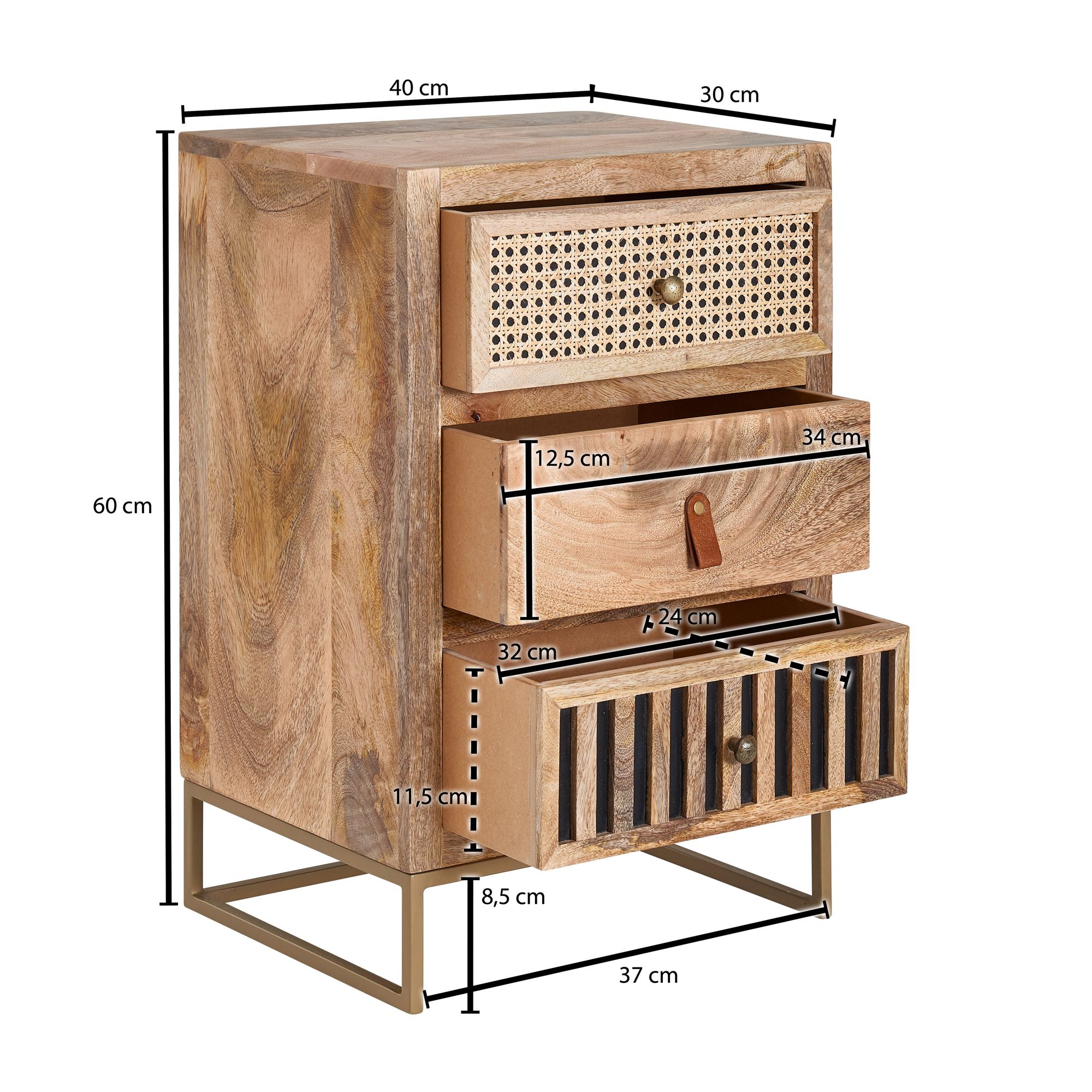 Nachttisch Hofsnes Mango Massivholz 40 × 30 × 60 cm
