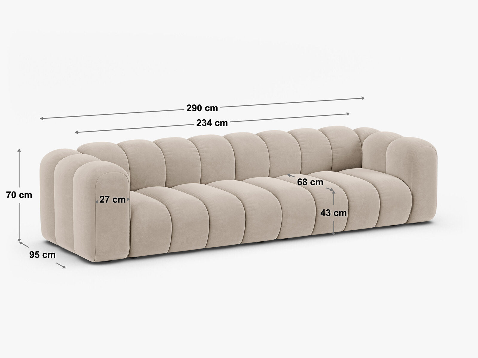 Micadoni Modulares Sofa Lupine 4-Sitzer Samt Salvador Koralle