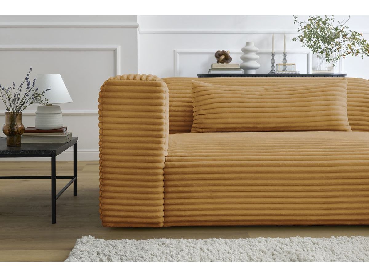 Bobochic Harry Ecksofa Breitcord weich Gelb Ecke rechts