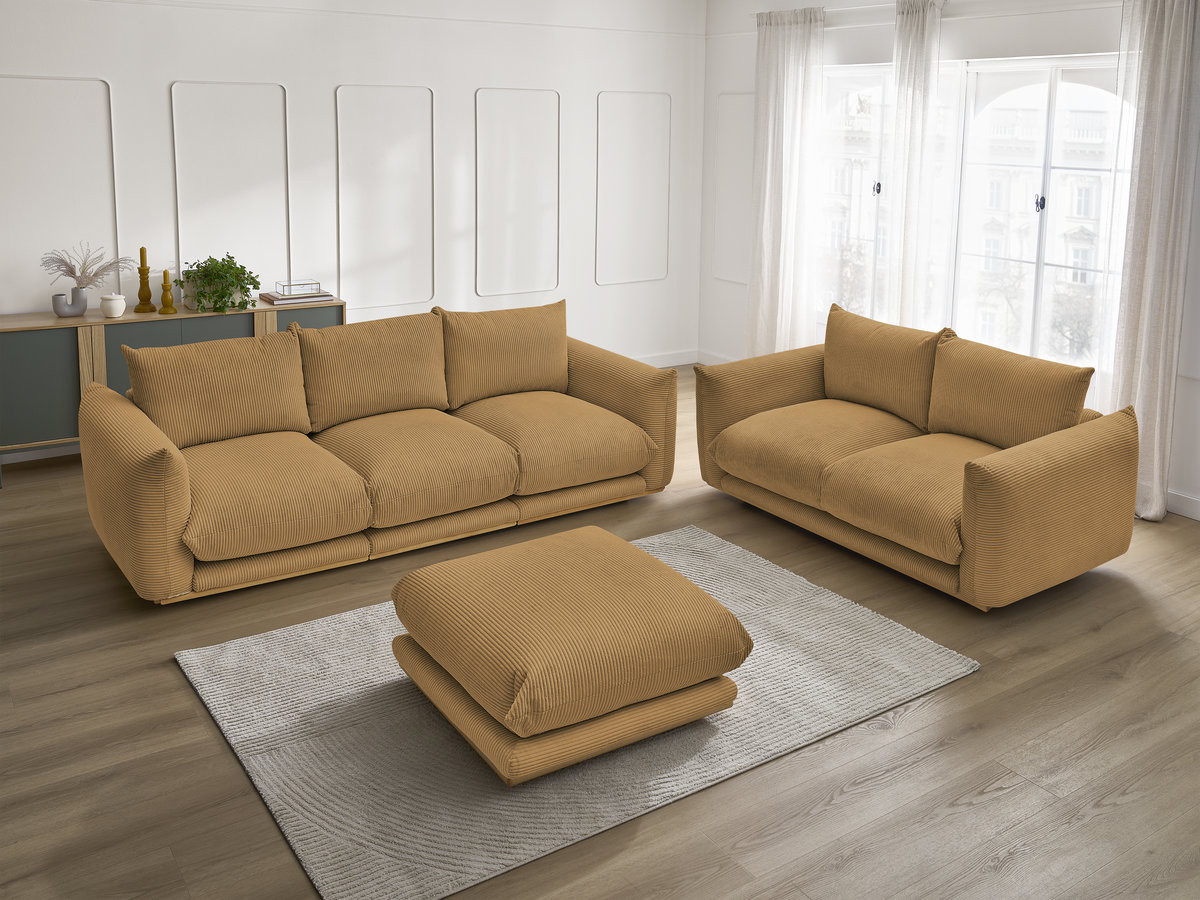 Bobochic Ernest Sofa 5-Sitzer mit Pouf Cordsamt Gelb