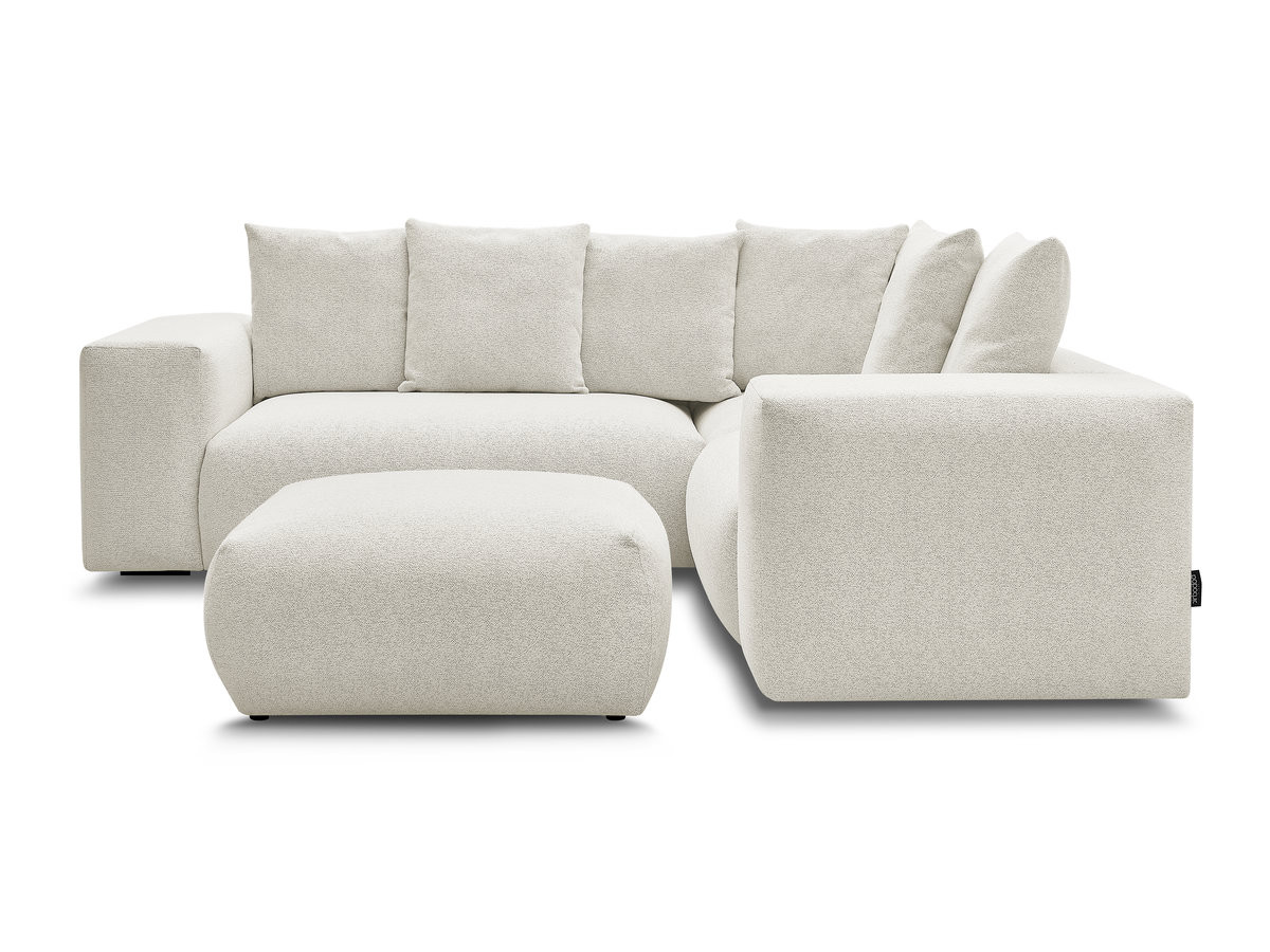 Bobochic Voltaire Ecksofa mit Pouf 268 × 214 cm Melange-Stoff Weiß Ecke rechts