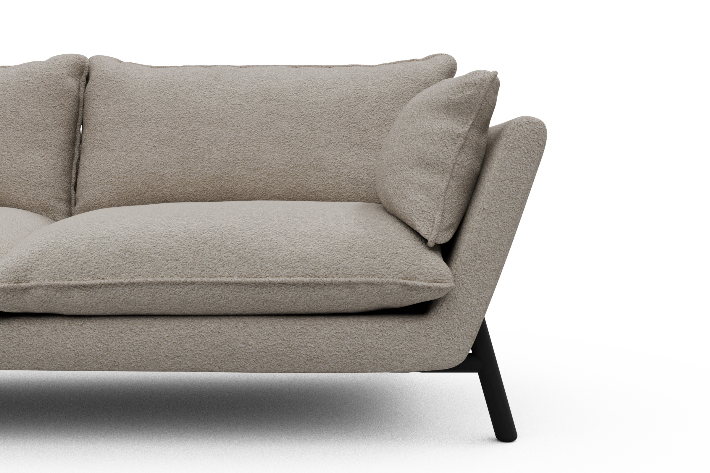 Sofa Emil PREMIUM 3-Sitzer Beinfarbe Eiche Schwarz Aivi-Lace-Beige