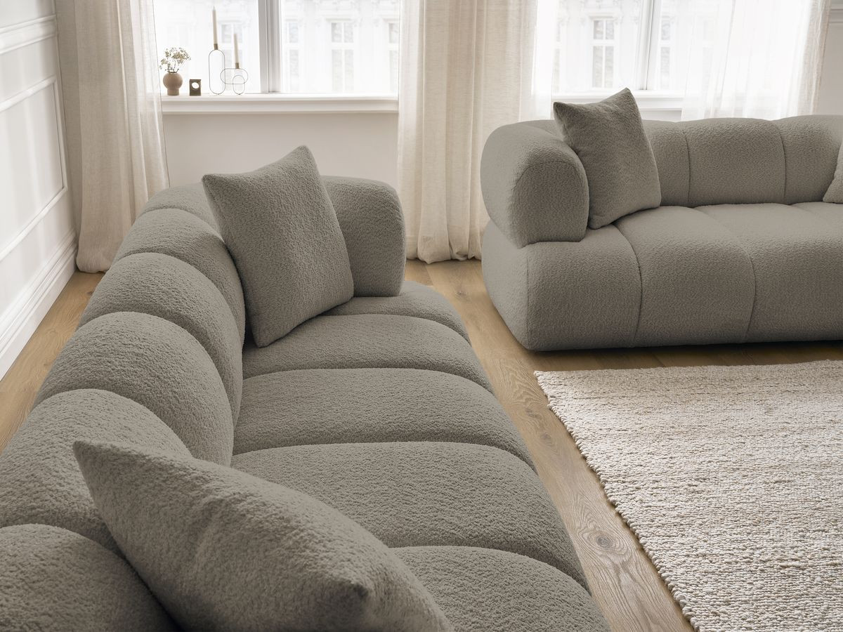 Bobochic Pamira Sofa 5-Sitzer Bouclé-Stoff Taupe